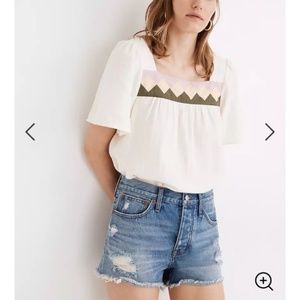 Madewell Relaxed Denim Shorts Ripped Edition Size 23 MC641 Distressed Denim